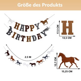 Gleemix Pferde Geburtstag Girlande Banner, Pferde Geburtstagsdeko mit Happy Birthday Banner, Filz Party Dekorationen, Pferde Party Deko für Geburtstag