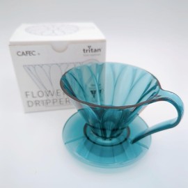 CAFEC Tritan Flower Dripper Tritan Resin Cup1 (1 Cup) Made in Japan Caféku Sanyo (TFD-1 CBG, Clear Blue Green)