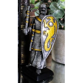 Suit Of Armor Medieval Knight With Axe And Large Dragon Shield Mini Figurine