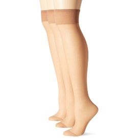 Berkshire Women's Plus 3-Pack Queen Size Day Sheer Knee High with Reinforced Toe, City Beige, 10-13 Plus