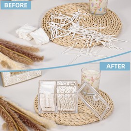 Obsoorth 3 Compartment Q Tip Holder Clear Dust proof Acrylic Bathroom Qtip Dispenser with Lid, Cotton Swab Holder for Hair Tie, Small Accessories and Cotton Ball