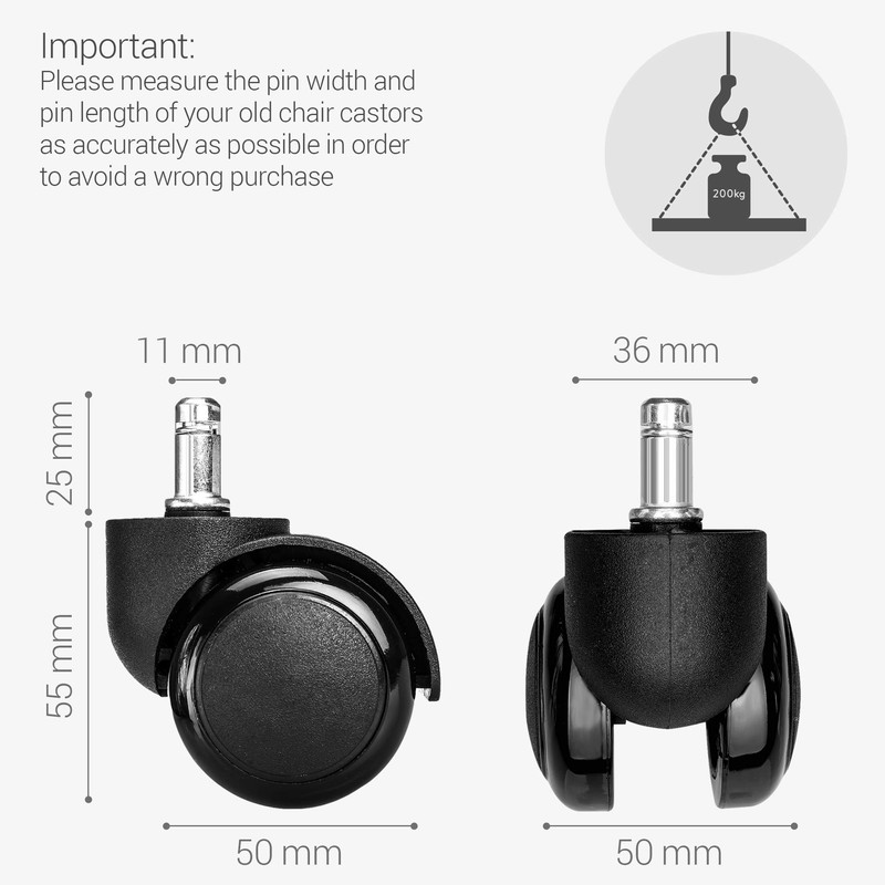 kwmobile 5 x Hard Floor Roller 11/50 mm - Also