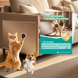 WAWINY Cat & Dog Scratch Protector 12-Pack (12"x16"/30x40cm) - Clear Self-Adhesive Furniture Tape, Cut to Fit,No Residue Removable Couch Guard for Sofa Door Walls
