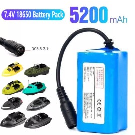 Unbranded  7.4V Battery 12000mAh Rechargeable Battery Fishing Bait RC Boat Finder Fishing  - 12000mAh