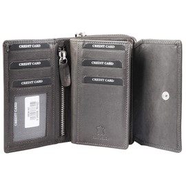 LEONARDO VERRELLI 3000093 Women's Wallet in Real Leather Landscape Format RFID Safe 14 x 9 cm, gray, coin purse