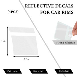 ZNDAW 4 PCS Wheel Rim Decal, 2.36"×2.17" Reflective Self Adhesive Decal for 18-21 Inch Wheels, Waterproof Tire Rim Racing Safety Decoration Stripe Stickers, Car Accessories (White)