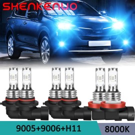 SHENKENUO For Toyota RAV4 2006-2012 LED Headlight High Low+Fog Light Upgrade Bulbs 8000K