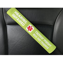 Hearing Impaired Cochlear Implant Medical Alert Seat Belt Cover (Green)