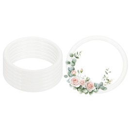 PATIKIL 6 Pcs Dream Catcher Rings, 3.8 inch Floral Macrame Plastic O Rings DIY Round Plastic Hoops for Crochet Craft Making Wall Hanging Wedding Wreath Christmas, White