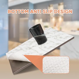 Drawer and Shelf Liner for Kitchen Cabinet Non-Adhesive Fridge Liner Washable Reusable Easy to Clean Non-Slip Liner for Cabinets, Dresser, Bathroom Cupboard Drawers, White Marble (17.5 in x 20 FT)