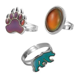 3pcs Adjustable Mood Rings for Women Color Changing Rings Party Favor Costume Play Feeling Change Ring Set