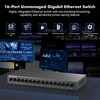 MokerLink 16 Port Gigabit Ethernet Switch, Fanless Metal Rack Mount