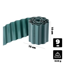KADAX Lawn Edging 15 cm x 9 m, Plastic Flower Bed Border, Flexible Flower Bed Edging, Mowing Edge, Lawn Edging Tape, Lawn Border