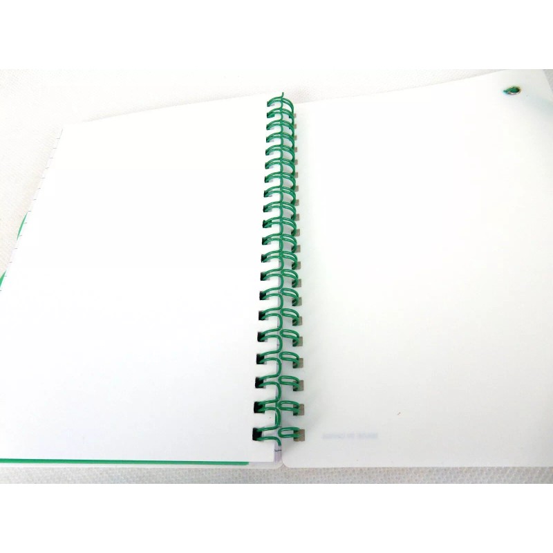 Sweda Wire Bound Notebook w/4 Dividers, White w/Green Accent, Elastic