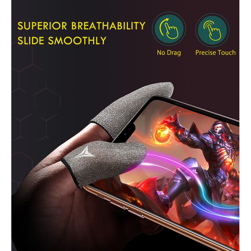 Professional Pure Silver Fiber Finger Sleeves Gloves for Mobile Gaming