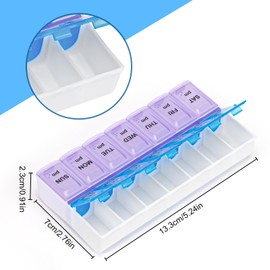 Pill Box 7 Days, Morning and Evening, Total 14 Compartments, 7 Days Morning Pill Box for Storing Fish Oil, Vitamins