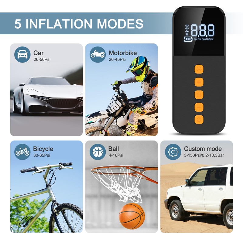 Newest Ankilo Tyre Inflators Portable Air Compressors, Wheel Tire Air