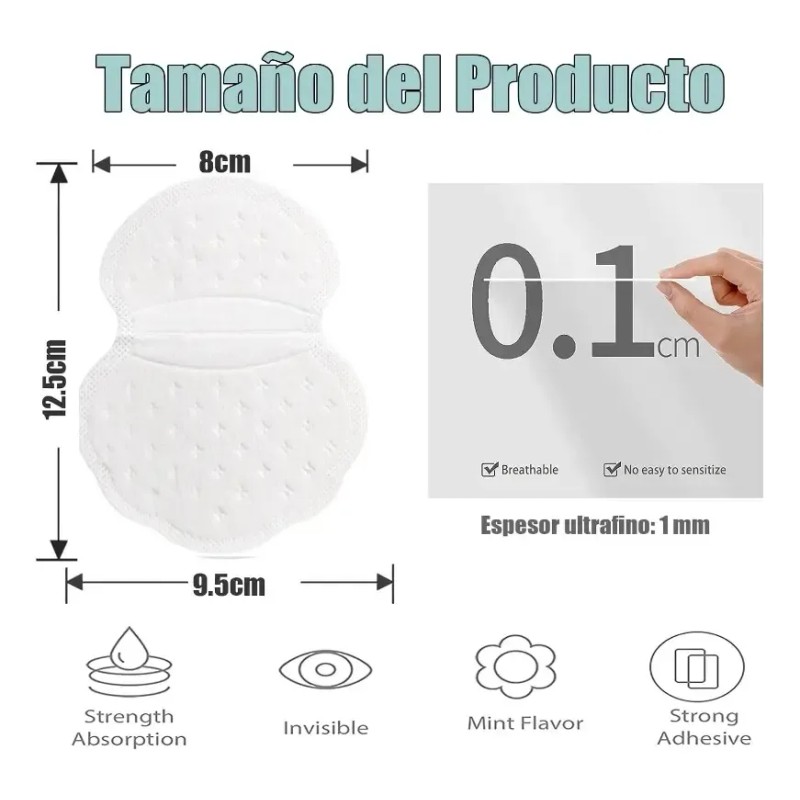 100 Almohadillas Desechables Para El Sudor De Las Axilas.