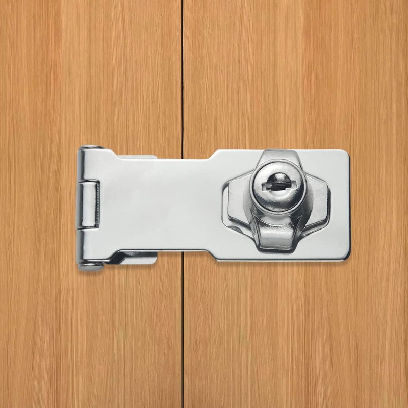TOVOT 4PCS 3" Locking Hasp with Keys Shed Locks Heavy