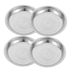 VILLFUL Stainless Steel Cat Dog Bowls Flat Cat Plates Shallow Pet Bowl Pet Feeding Plate Pcs Set