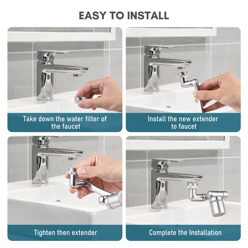 Aoresac Universal Swivel Faucet Extender 1440° Rotating Faucet Aerator with