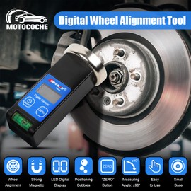 MOTOCOCHE Magnetic Gauge Alignment Crash Gauge with LED Screen & Positioning Bubble, Adjustable Wheel Alignment Magnetic Track Tool for Car Truck Tyre Repair (Range: -90° ~ +90°)