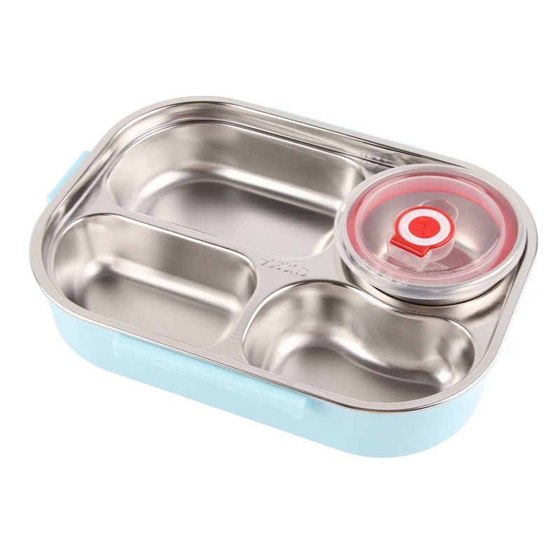 Stainless Steel Lunch Box Food Grade Safe 4 Compartments Portable