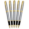 Gullor 5PCS Fountain Pens BE388 Gold Trim, Medium Nib, Silver