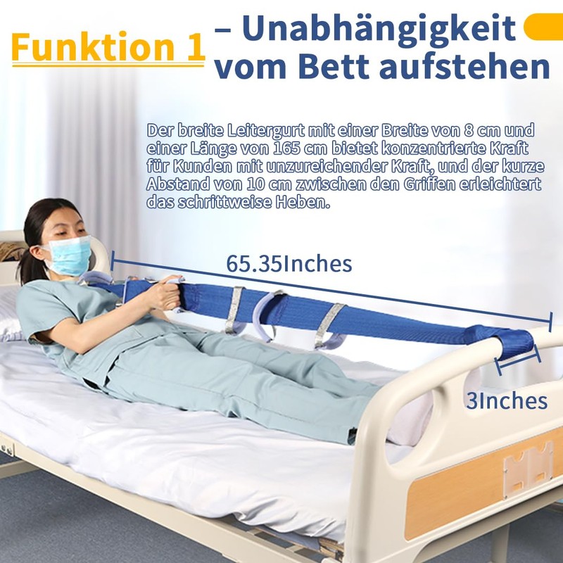 Ehucon Pull Up Bed Ladder Aid with Handle, Adjustable Rope