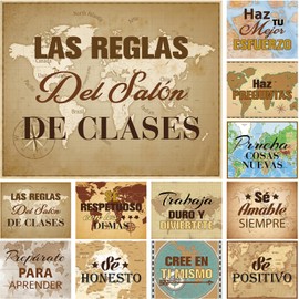 Spanish Classroom Posters Decorations Motivational Posters Banner Inspirational Positive Porch Door Signs for Students Teacher Back to School Classroom Rules Bulletin Board Wall Decor