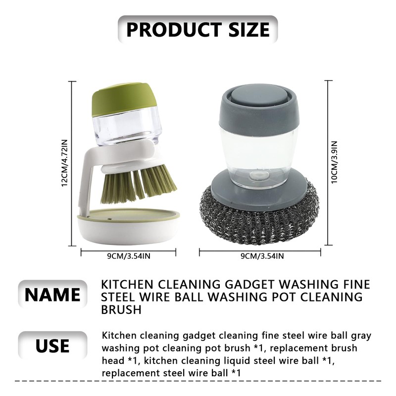 PMELCXD 4 Pieces Dish Brush with Soap Dispenser, Washing Up