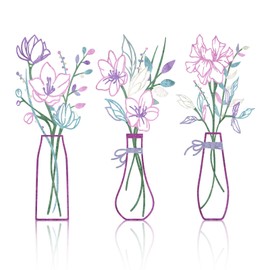 Zzbakress - 3 piezas de flores de metal para decoración rústica de granja, decoración de pared para baño, comedor, decoración minimalista para inauguración de la casa (multicolor) (rosa morado)