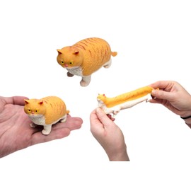 Stretchy House Cat (Orange Cat) (4 Inch) Rubber Fidget Toy Stress Relief Black, Grey, Orange and White Cats (1 Orange)