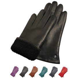 AKAROA ESTD 2019 MIA Women's Leather Gloves, Touchscreen Function, Italian Leather, Lining Made of Original New Zealand Lambskin, 4 Sizes S - XL, Mia Black