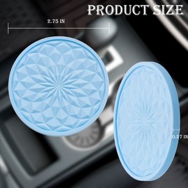 MEAJOO 2 Pack Silicone Car Cup Holder Coaster – 2.75 Inch Non-Slip Drink Mat, Universal Fit for Most Vehicles – Cute & Functional Auto Accessories (Light Blue)
