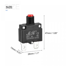 sourcing map Overload Protection 9A AC125/250V DC32V Push Button Switch for Air Compressor Pack of 3