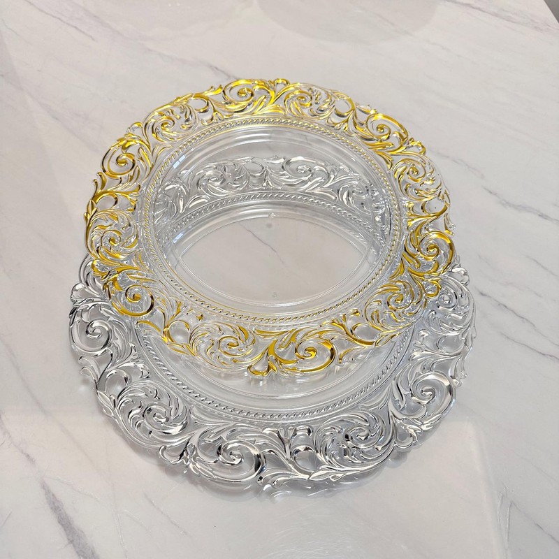 13 Inch Gold Charger Plates Set of 12, Clear Plastic