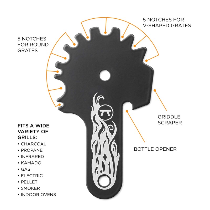 Outset Grill Cleaning, Universal Grill Grate Scraper, Stainless Steel with