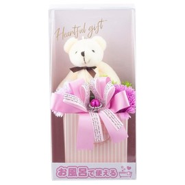 Q-FLA Teddy Bear Soap Flower Bath Salt Carnation Purple Gift, 1 piece, 1g / 큐플라(Q-FLA) 곰인형 비누꽃 입욕제 카네이션 퍼플 선물용, 1개, 1g