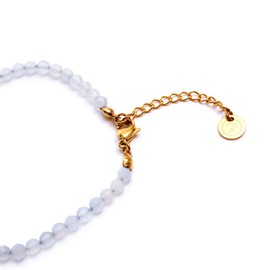 Bergerlin Genuine Natural Stone Pearl Bracelet with 925 Sterling Silver Pearl or Gold-Plated Pearl - Faceted with Clasp - with Certificate of Authenticity, Gold - 18,5+4cm