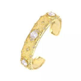Vintage Baroque Bangle Gold Plated with Cubic Zirconia Vintage Baroque Cuff Bangle Bangles.