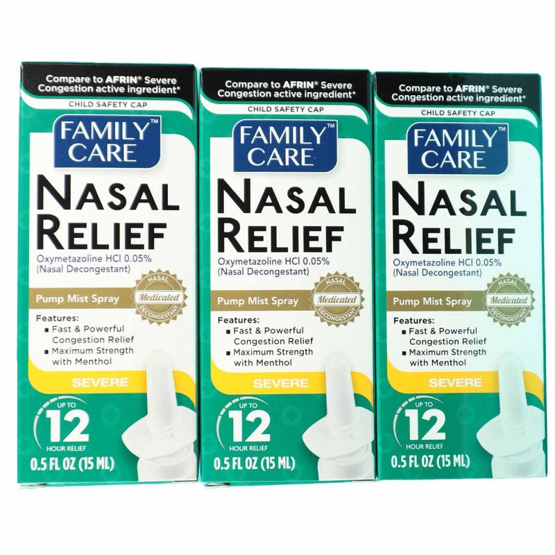 Nasal Relief Spray, Pump Mist, Anti-drip, Severe Congestion, (Oxymetazoline HCI