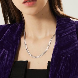 Sterling Silver Choker Chains for Women 14inch Thick Links Layered Necklace Minimalist Jewelry