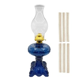 Light of Mine - Princess Feather Medium Blue Oil Lamp Assembly with 100% Cotton Replacement 3/4" Wick Strips
