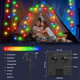 Solar Garden Lights Outdoor, 43.3Ft 60LED Solar String Lights, Solar Fairy Garden Lights Waterproof 8 Mode Crystal Ball Lights Decorative Easter, Garden, Yard, Parties(Memory Function+Multicolor)