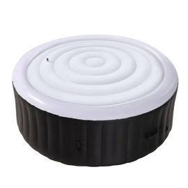 Tlswshsy 4.5 Ft Inflatable Hot Tub Cover- Energy Saving Lid for Round Hot Tub- Foldable Protective Rain Overflow Cover for Outdoor Inflatable Hot Tubs