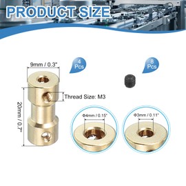 PATIKIL Shaft Coupling Joint 3mm to 4mm Brass Motor Shaft Coupler Extension Connector Rigid Sleeve Adapter Transmission Joint with M3 Screws for RC Car Airplane Tire Motor Robot