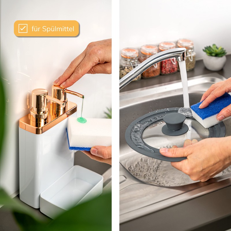 bremermann Sink Organizer with Dual Dish Liquid Dispenser and Sponge