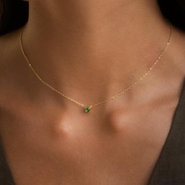 Made by Nami Gemstone Necklace Gold Women's 40 + 5 cm Waterproof Gift for Her, Stainless Steel