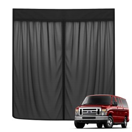 Federedevo Magnetic Van Screen for Ford Econoline/Ford E-Series E-150 E-250 E-350 E450 1992-2005 - Mosquito Net with Zipper for Sliding Door - 60" H x 57" W